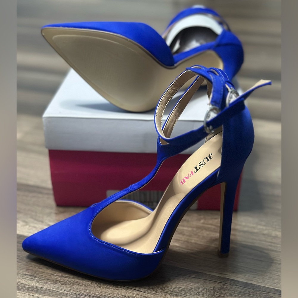 JustFab Royal Blue Ankle Strap Heels